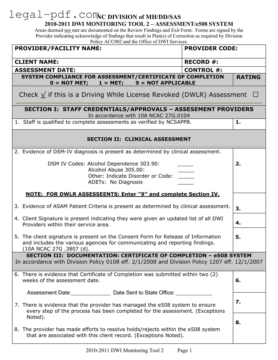 Blank 508 From Nc Dwi Services Form