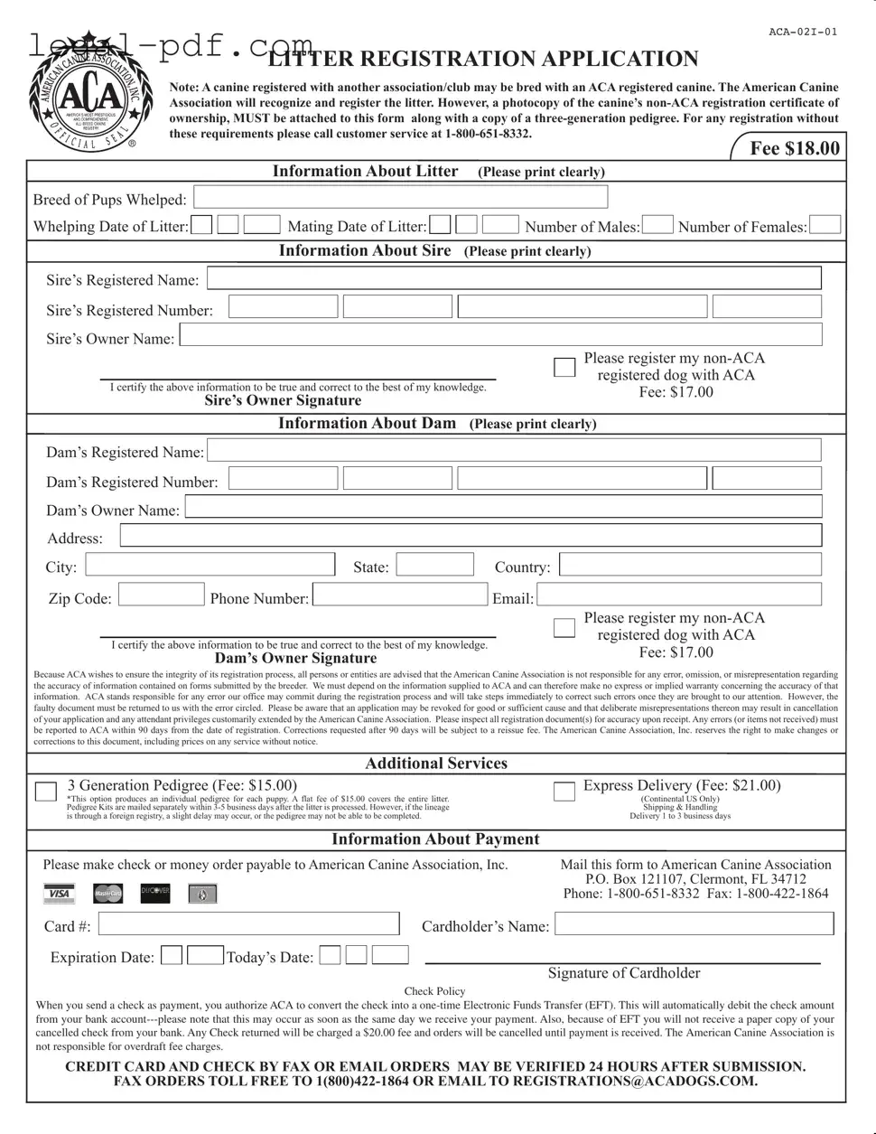 Blank Aca Litter Registration Form
