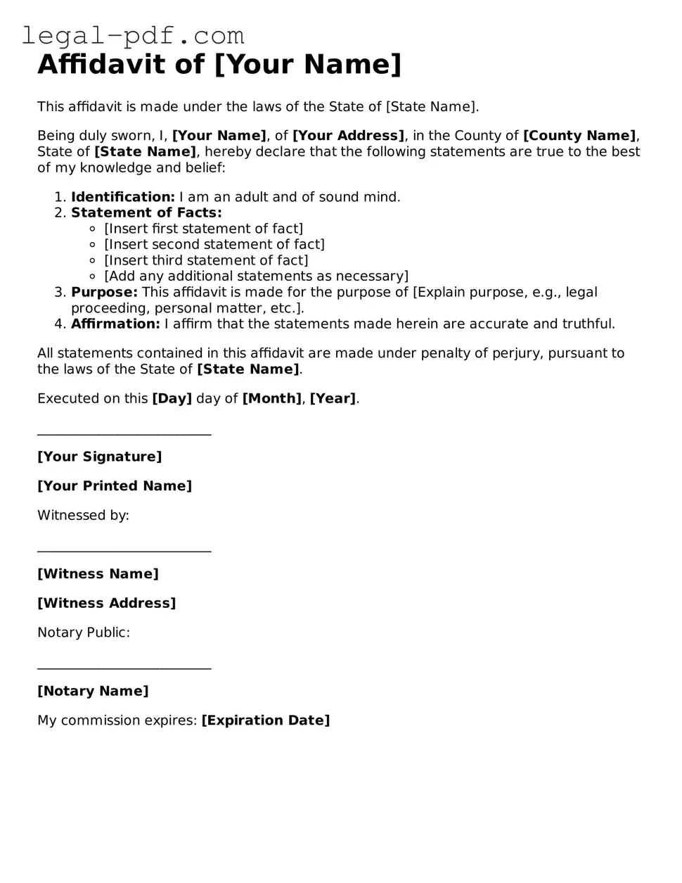 Valid Affidavit Template