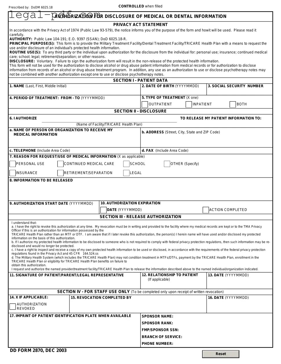 Blank DD 2870 Form