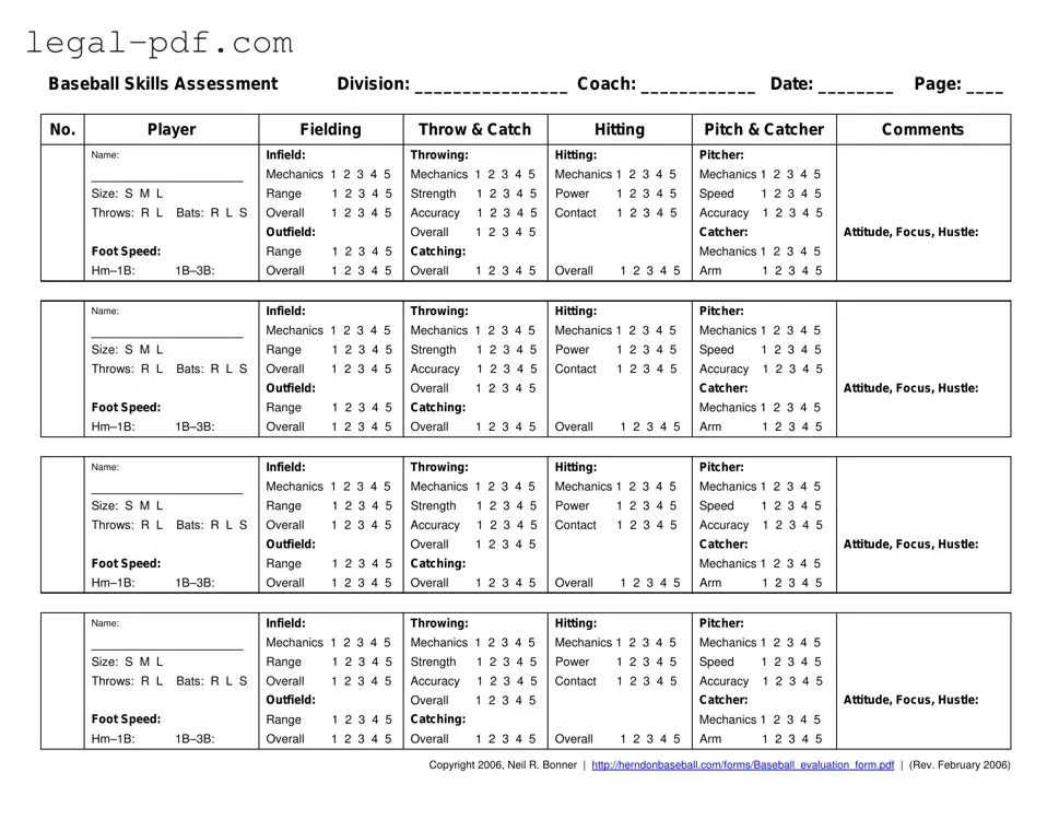 Blank Baseball Assessment Form