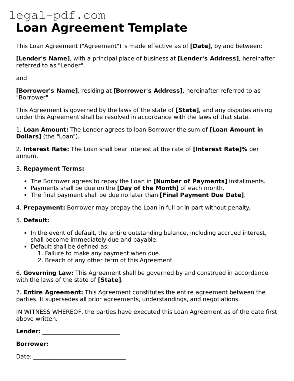 Valid Loan Agreement Template