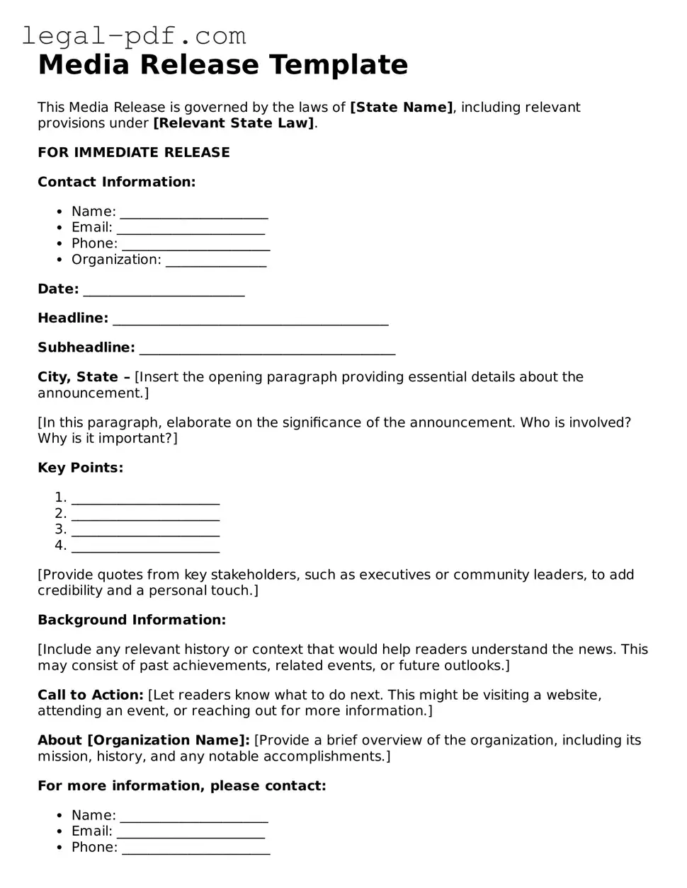 Valid Media Release Template