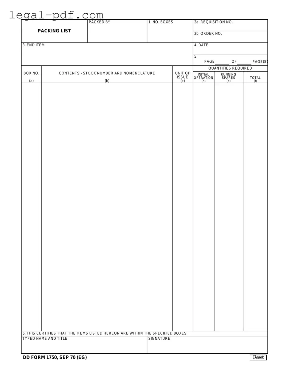 Blank Dd 1750 Form