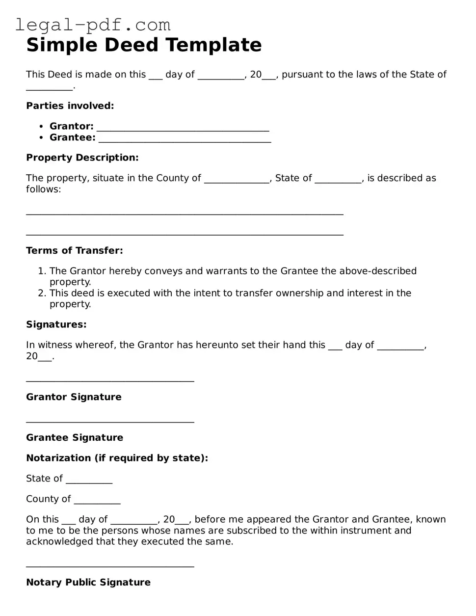Valid Deed Template
