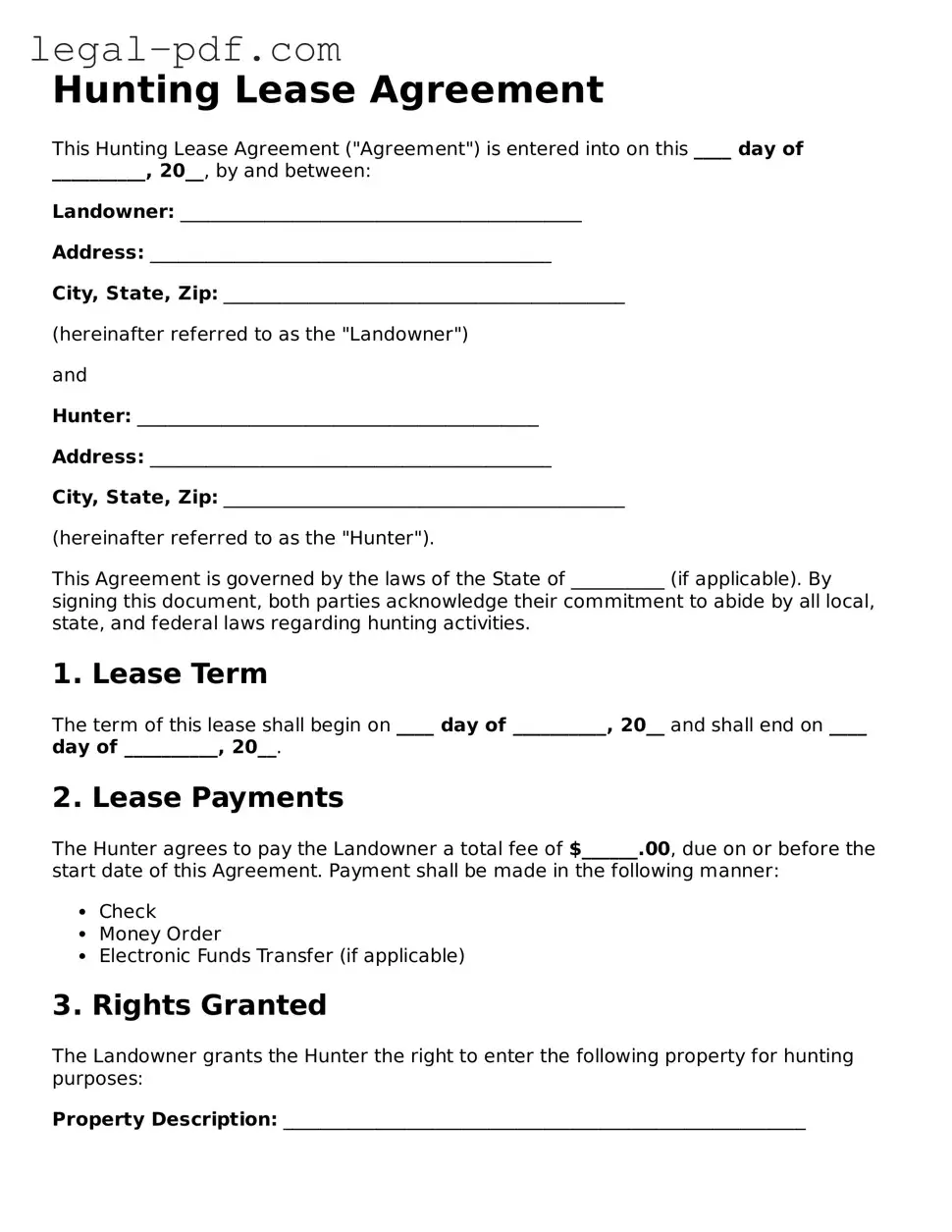 Valid Hunting Lease Agreement Template