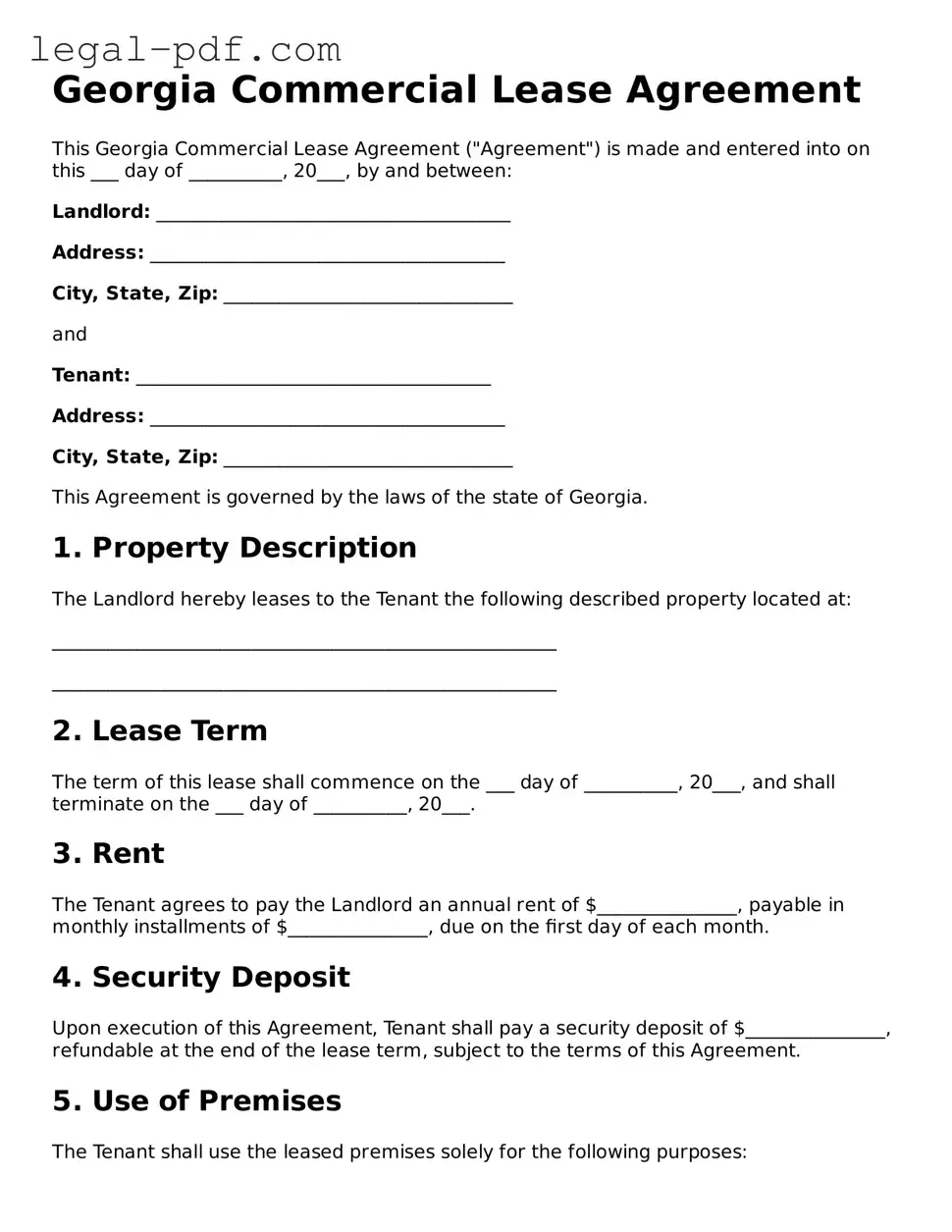 Legal  Commercial Lease Agreement Document for Georgia
