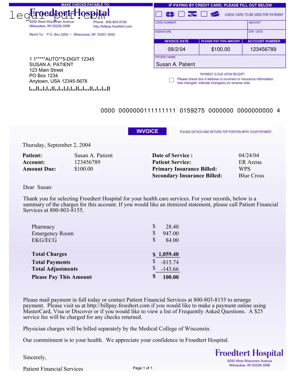 Blank Hospital Bill Form