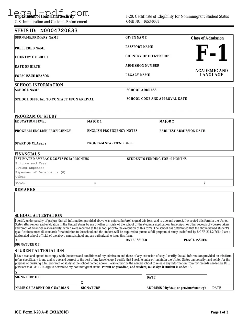 Blank I 20 Form