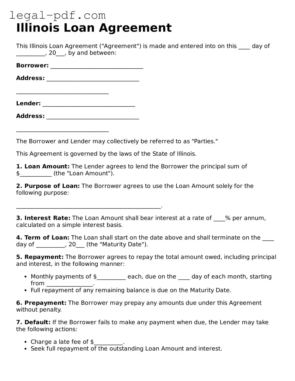 Legal  Loan Agreement Document for Illinois