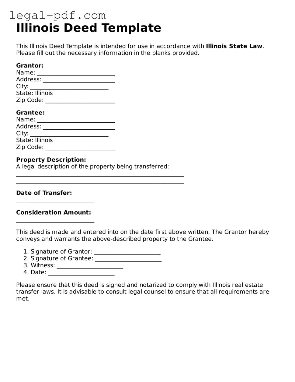 Legal  Deed Document for Illinois