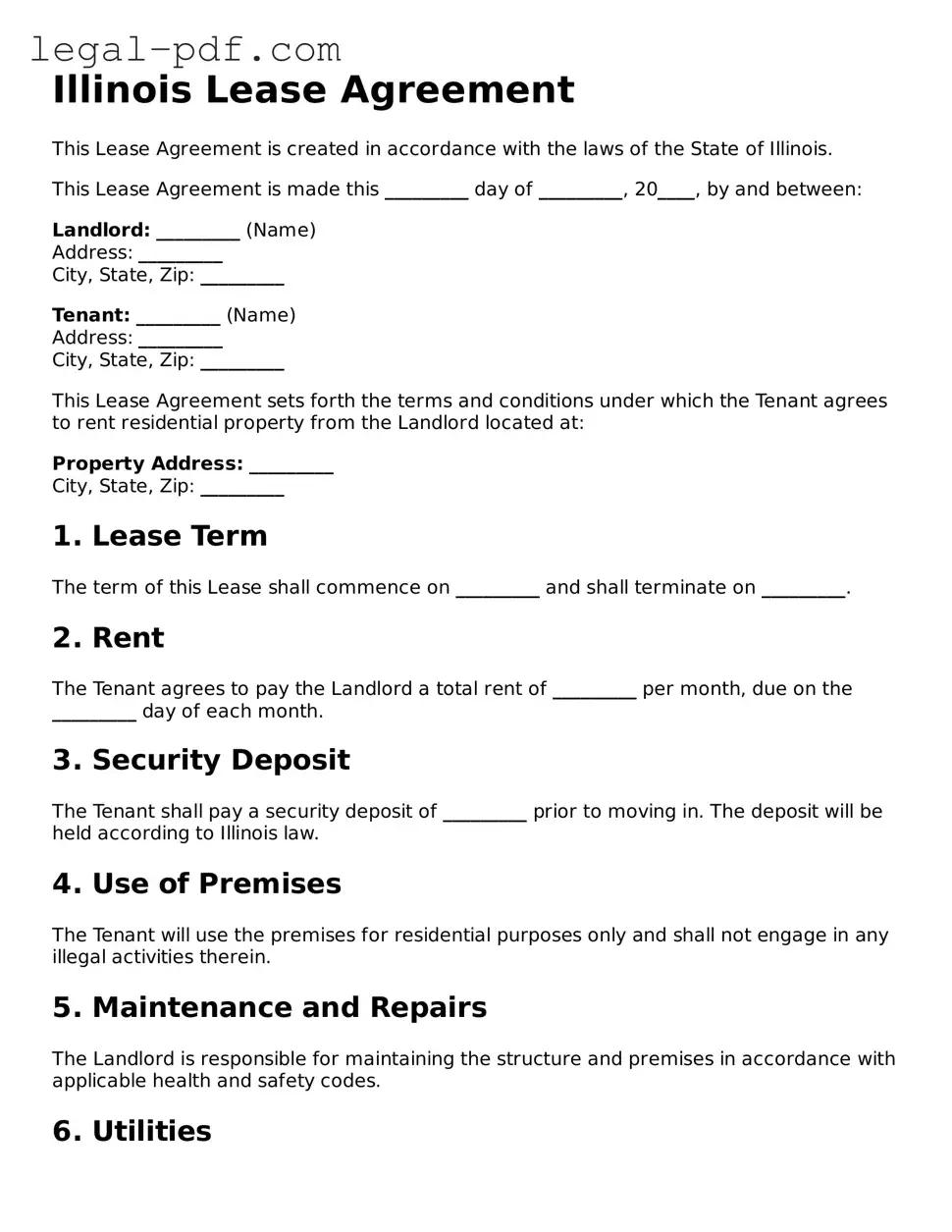 Legal  Lease Agreement Document for Illinois