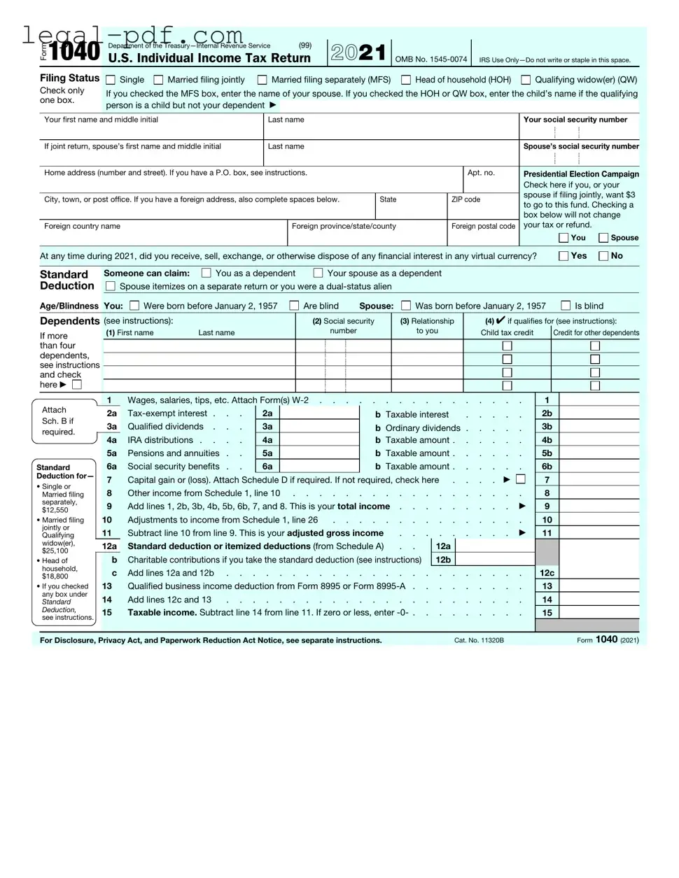 Blank IRS 1040 Form