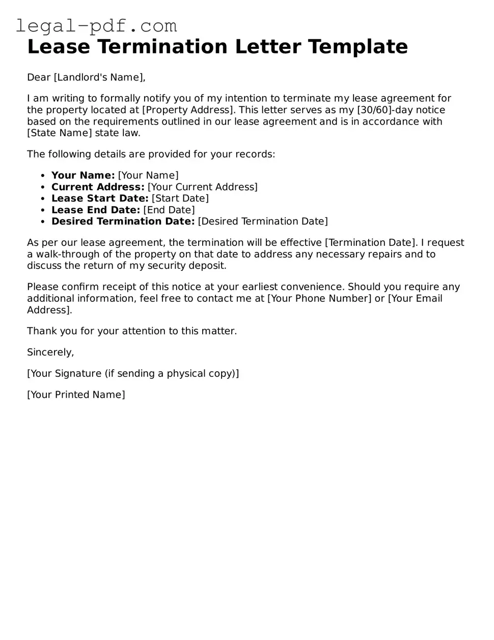 Valid Lease Termination Letter Template