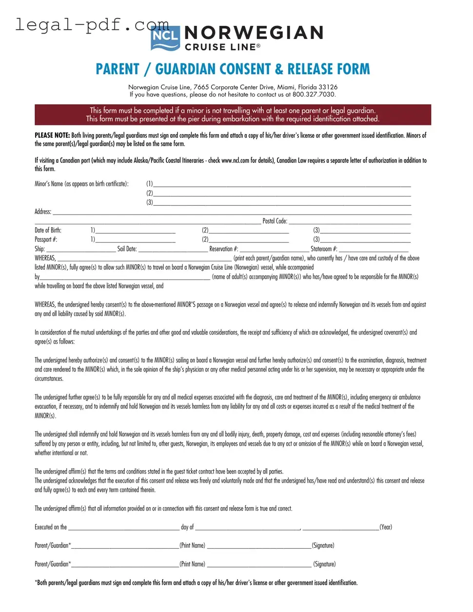 Blank NCL Parental Consent Form