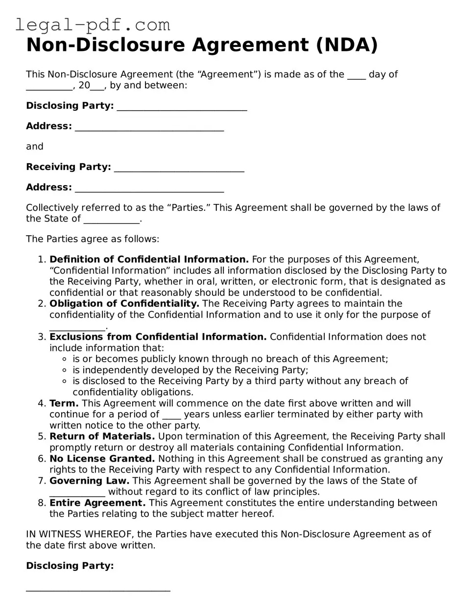 Valid Non-disclosure Agreement Template