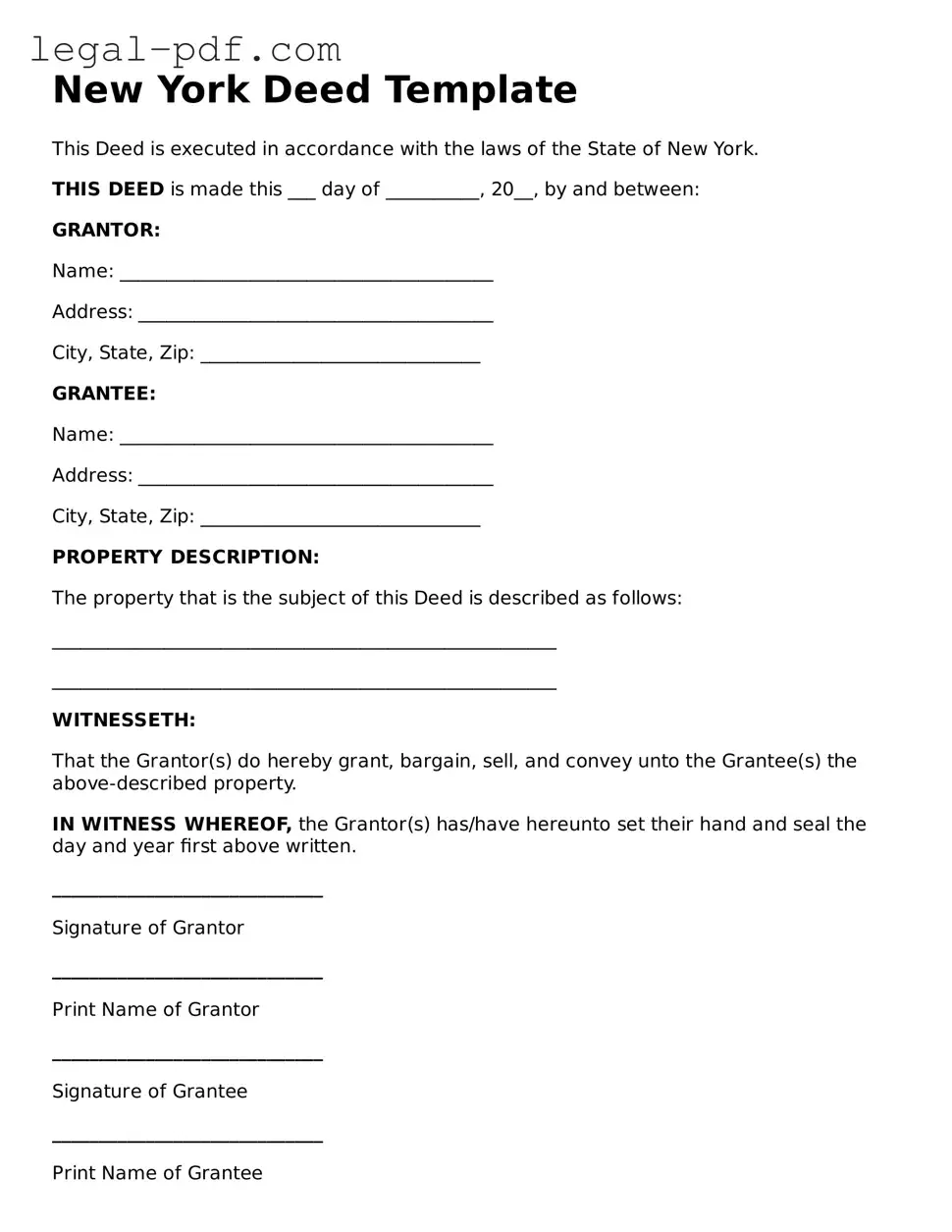 Legal  Deed Document for New York