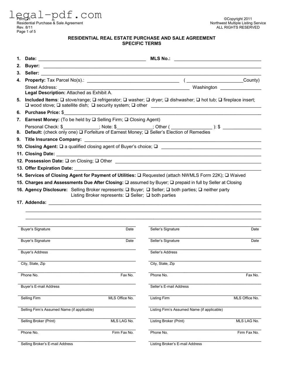 Blank Nwmls 21 Form