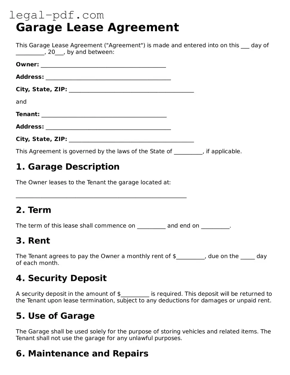 Valid Garage Lease Agreement Template
