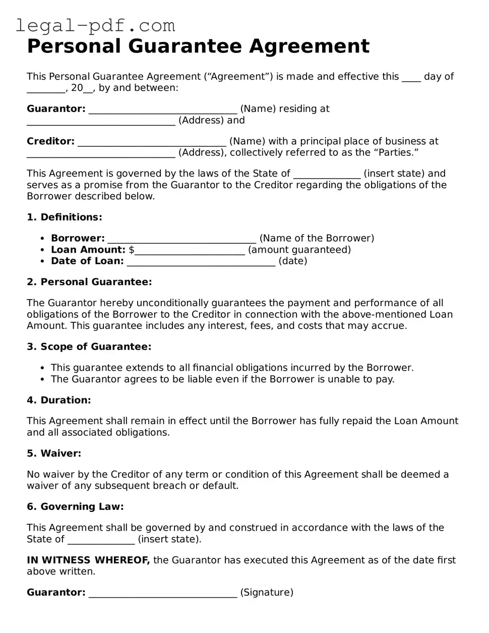 Valid Personal Guarantee Template