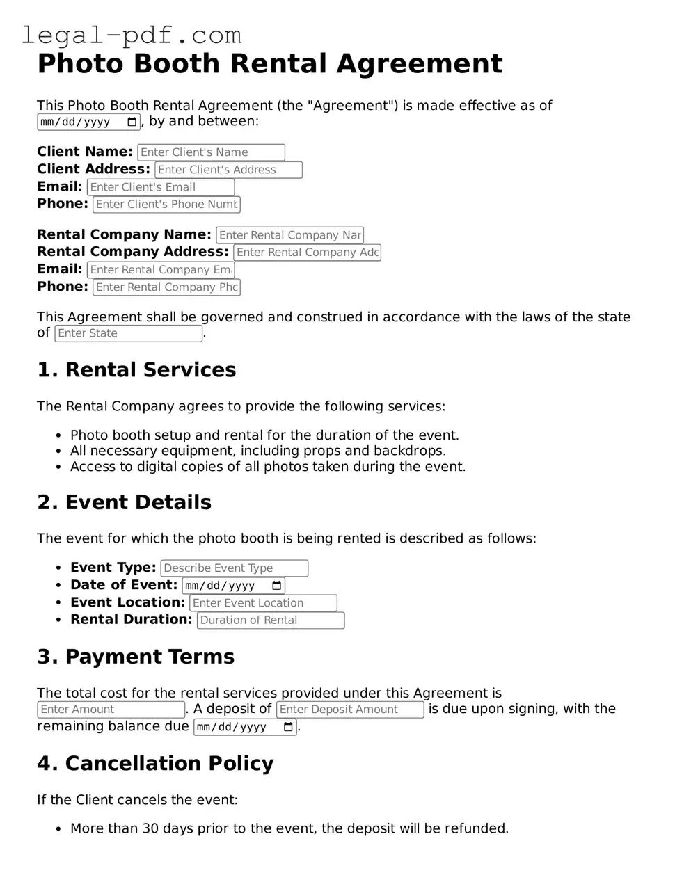 Valid Photo Booth Rental Agreement Template