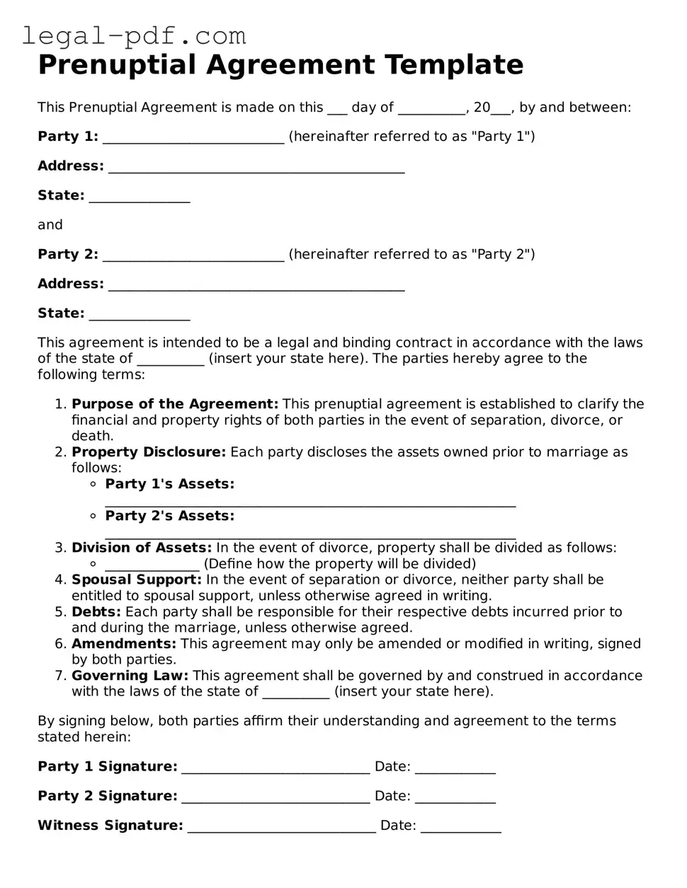 Valid Prenuptial Agreement Template