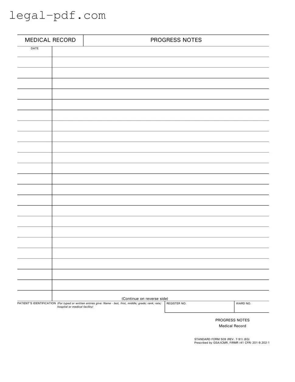 Blank Progress Notes Form