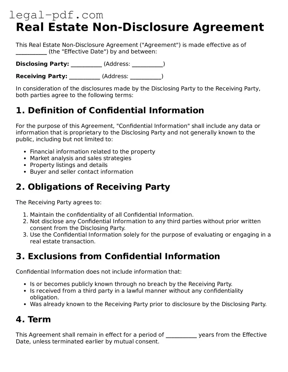 Valid Real Estate Non-Disclosure Agreement Template