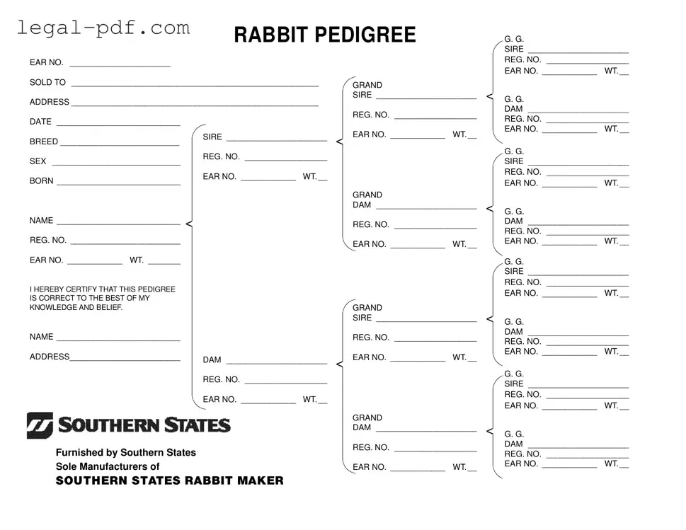 Blank Rabbit Pedigree Form