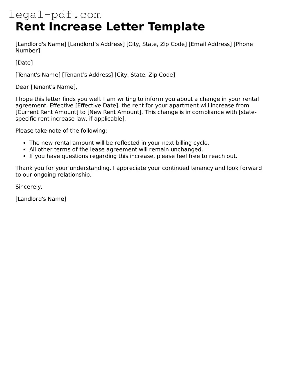 Valid Rent Increase Letter Template