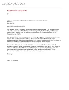 Blank Emotional Support Animal Letter Form