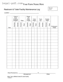 Blank Bathroom Cleaning Log Sheet Form