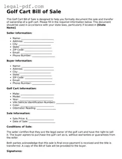 Valid Golf Cart Bill of Sale Template