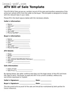 Valid ATV Bill of Sale Template