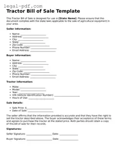 Valid Tractor Bill of Sale Template