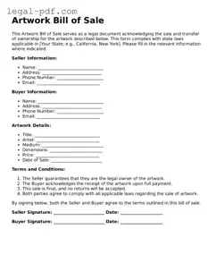 Valid Artwork Bill of Sale Template