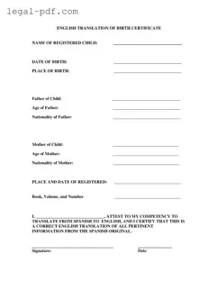 Blank Birth Certificate Translation To English Form