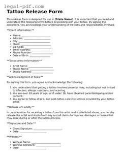 Valid Tattoo Release Template