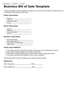 Valid Business Bill of Sale Template