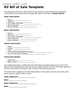Valid RV Bill of Sale Template