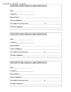 Blank Childcare Receipt Form