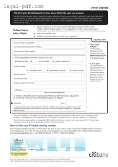 Blank Citibank Direct Deposit Form