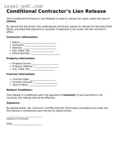 Valid Conditional Contractor’s Lien Release Template