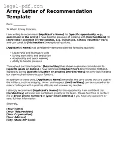 Valid Army Letter of Recommendation Template