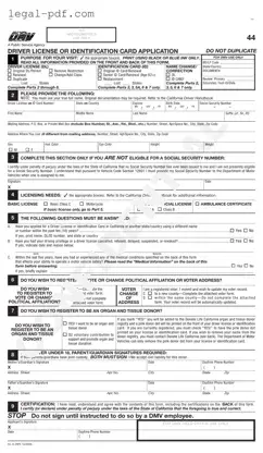 Blank Ca Dmv Dl 44 Form