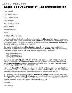 Valid Eagle Scout Letter of Recommendation Template