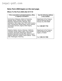 Blank IRS 2553 Form