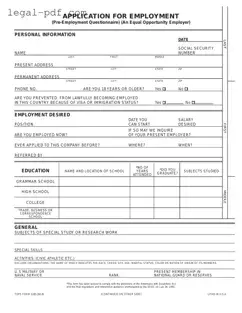Blank Employment Application Pdf Form