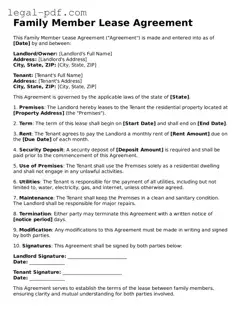 Valid Family Member Lease Agreement Template