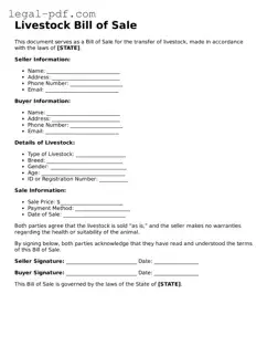Valid Livestock Bill of Sale Template